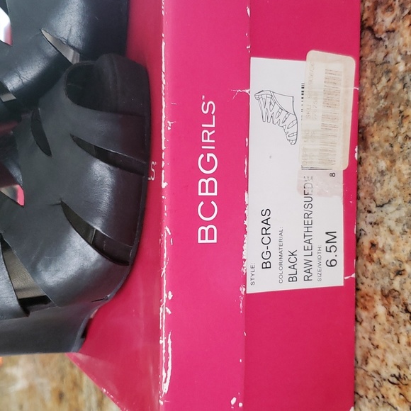 SOLD SOLD SOLD NWT BCBG Black Leather Cage Wedges Heels 6.5 NIB - Picture 4 of 6